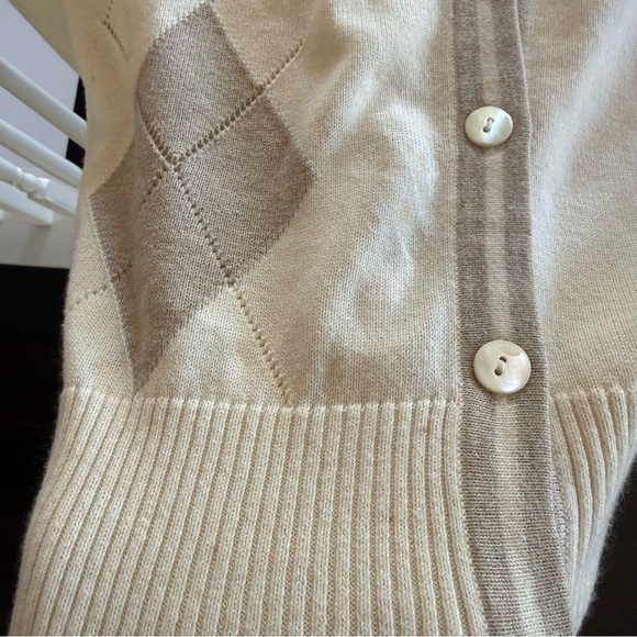 Brooks Brothers Women's Cream & Brown Button Up Cardigan Sweater Size XS -stains - Picture 7 of 7